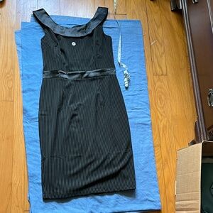 Lucky Brand Black Striped Midi Dress XL